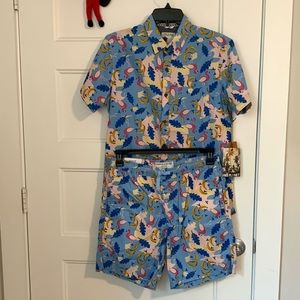 NWT Free Planet Bananas & Flamingos Shirt & Shorts Set
